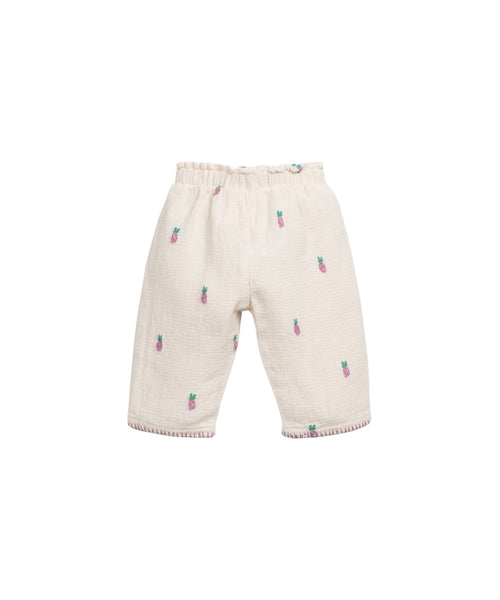 Pantalone in maglia panna con stampa all over per neonata Play up 2AS11601 E786N 