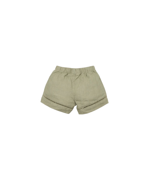 Shorts verde oliva con ricamo per neonata Play up 2AS11701 P7214 