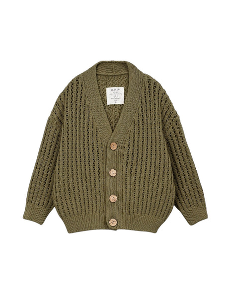 Cardigan verdone in maglia lavorata per bambino Play up 3AS11401 P7217 