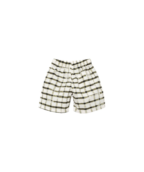 Bermuda bianco a quadri verdi per bambino Play up 3AS11709 E773N 