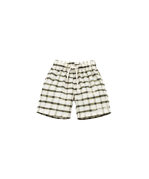 Bermuda bianco a quadri verdi per bambino Play up 3AS11709 E773N 