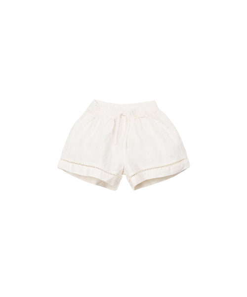 Shorts in lino panna con ricamo per bambina Play up 4AS11701 P0088 