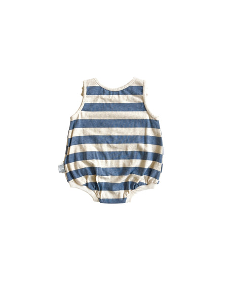 Tuta corta a righe ecrù e indaco per neonato Snug 933AQ6S108G49 0037 