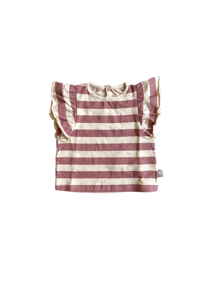 T-shirt a righe ecrù e terracotta per neonata Snug 933BB6S102G49 0082 