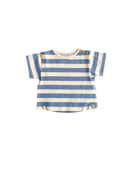 T-shirt a righe ecrù e indaco per neonato Snug 933BB6S104G49 0037 
