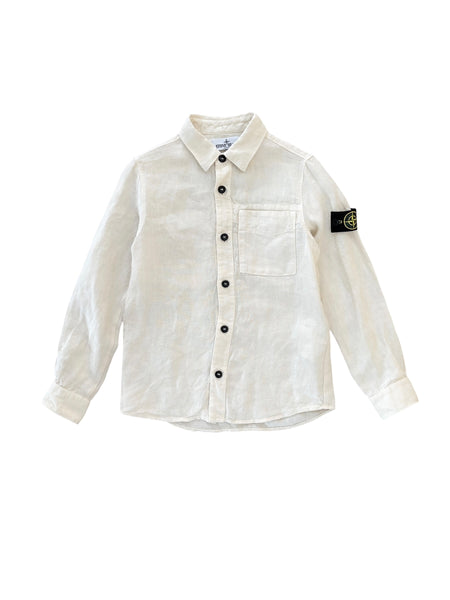 Camica in lino beige per bambino Stone Island L1S161100003 S0145 V0097 