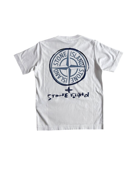 T-shirt bianca con stampa per neonato e bambino Stone Island L1S162100009 S0377 V0001 