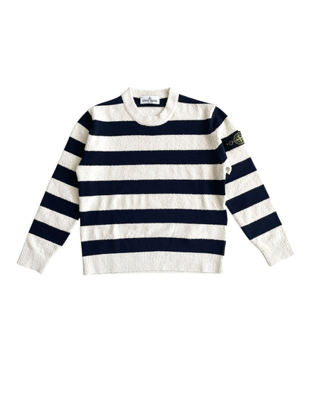 Maglia bouclé a righe blu e latte per bambino Stone Island L1S165100011 S0M11 V0028 