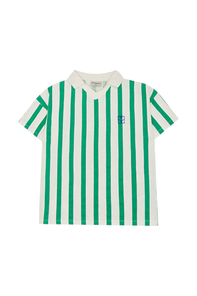 Polo oversize a  righe panna e verde per bambini The Campamento TC-SS26-26 GREEN 