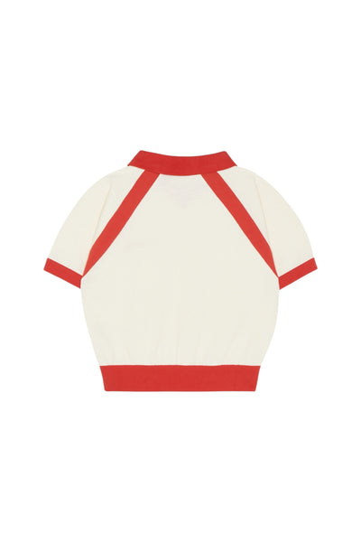 Polo panna con dettagli rossi per bambini The Campamento TC-SS26-27 ECRU 