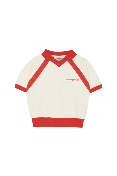 Polo panna con dettagli rossi per bambini The Campamento TC-SS26-27 ECRU 