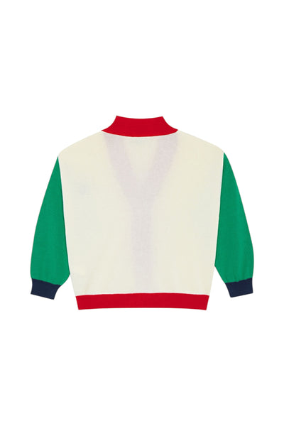 Cardigan in maglia color block multicolor per bambino The Campamento TC-SS26-60 ECRU 