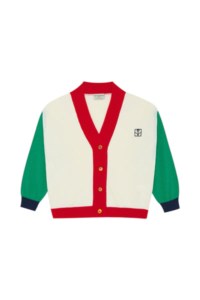 Cardigan in maglia color block multicolor per bambino The Campamento TC-SS26-60 ECRU 