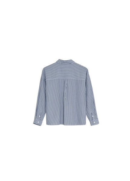 Camicia bianca a righe blu per bambina The New Society ALHELI SHIRT SUMMER MIDNIGHT 