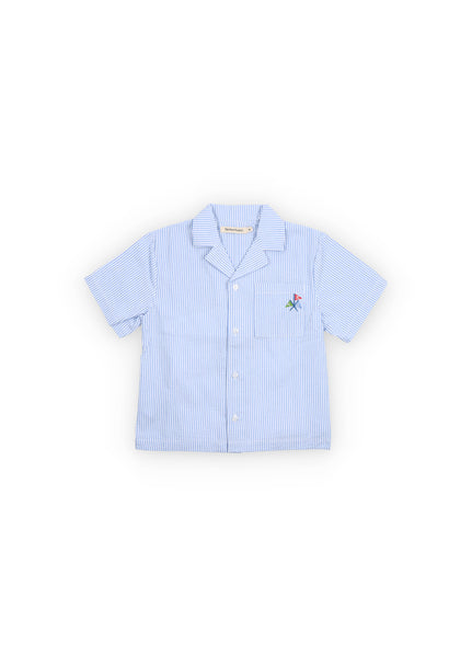 Camicia a righe bianche e celesti per bambino The New Society ALMOND SHIRT VISTA BLUE 