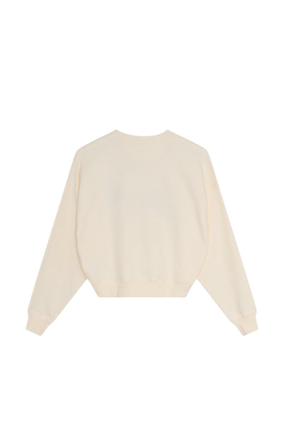 Felpa panna con logo per bambina The New Society MAZUS SWEATER ECRU 