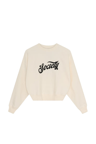 Felpa panna con logo per bambina The New Society MAZUS SWEATER ECRU 