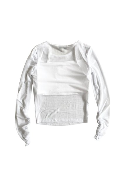 T-shirt a rete bianca con top per bambina Twin set 261GJ2183 00526 