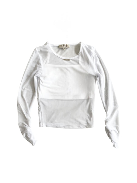 T-shirt a rete bianca con top per bambina Twin set 261GJ2183 00526 
