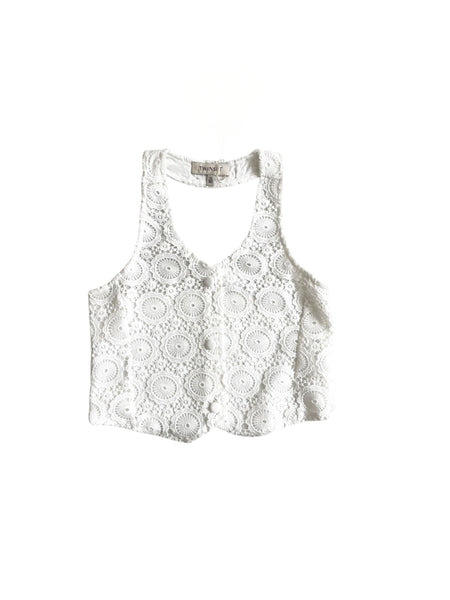 Gilet in pizzo bianco per bambina Twin set 261GJ2Q20 00526 