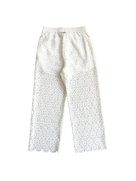 Pantalone bianco in pizzo macramé per bambina Twin set 261GJ2Q21 00526 