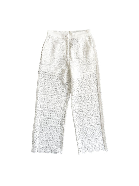 Pantalone bianco in pizzo macramé per bambina Twin set 261GJ2Q21 00526 
