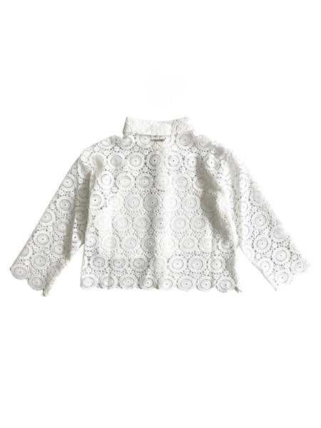 Camicia bianca in pizzo macramé per bambina Twin set 261GJ2Q25 00526 