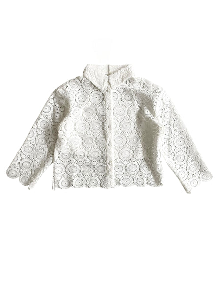 Camicia bianca in pizzo macramé per bambina Twin set 261GJ2Q25 00526 