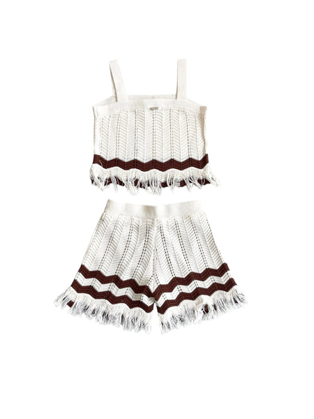 Completo beige in maglia lavorata per bambina Twin set 261GJ3021 13198 