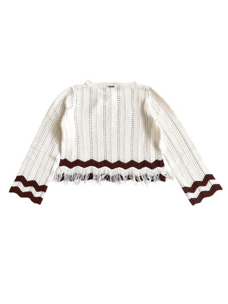 Maglia lavorata beige con frange per bambina Twin set 261GJ3024 13198 