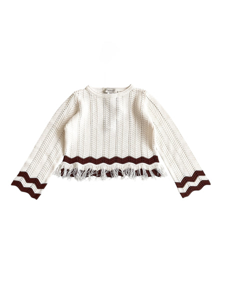 Maglia lavorata beige con frange per bambina Twin set 261GJ3024 13198 