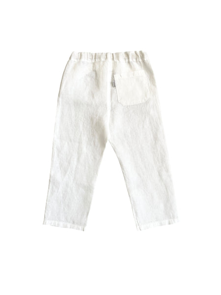 Pantalone bianco in lino per neonato e bambino Zhoe & Tobiah INE2 1 