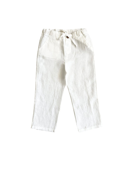 Pantalone bianco in lino per neonato e bambino Zhoe & Tobiah INE2 1 