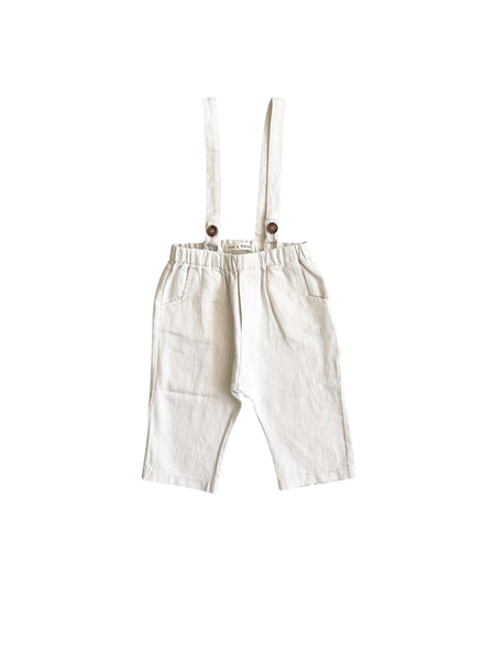 Jeans in denim panna con bretelle per neonato Zhoe & Tobiah TON5 45 