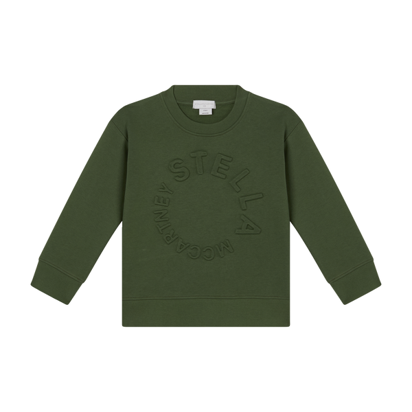 Felpa verde con logo in rilievo per bambini