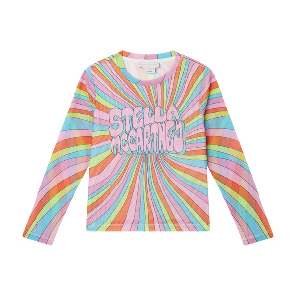 T-shirt a rete multicolor per bambina