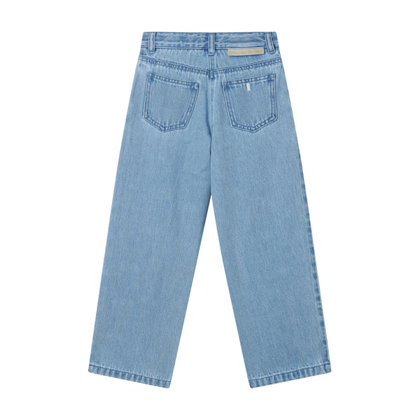 Jeans in denim celeste con pietre per bambina