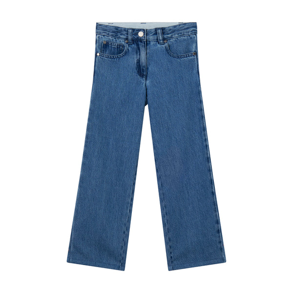 Jeans in denim blu con logo per bambina