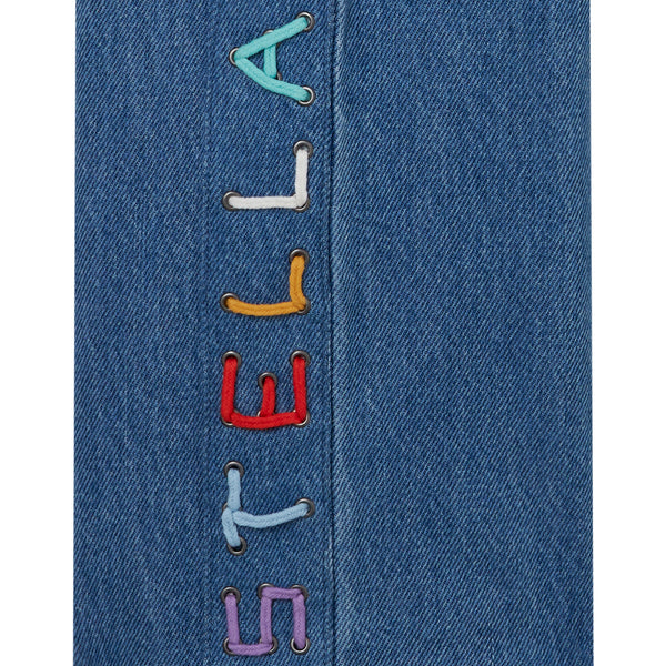 Jeans in denim blu con logo per bambina