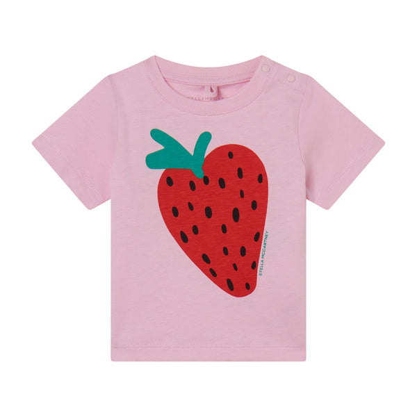 T-shirt rosa con fragola per neonata