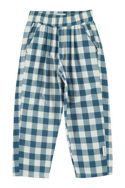 Pantalone a quadri blu e bianchi per neonati e bambini