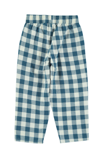 Pantalone a quadri blu e bianchi per neonati e bambini