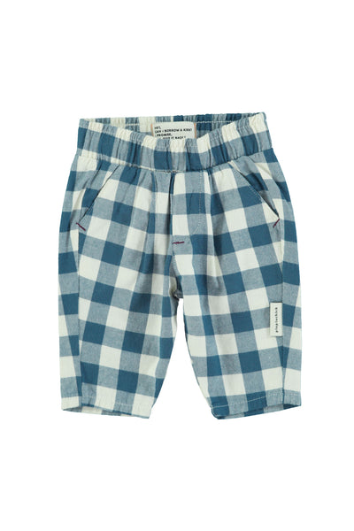 Pantalone a quadri blu e bianchi per neonati e bambini