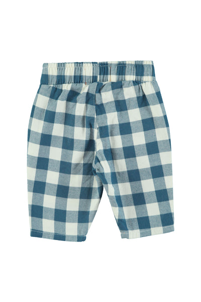Pantalone a quadri blu e bianchi per neonati e bambini