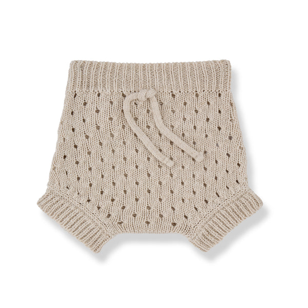 Culotte beige lavorata a maglia per neonata