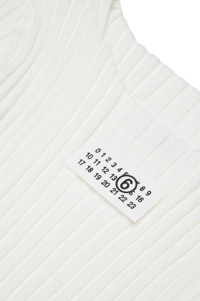 Abito bianco lungo a coste  con logo per bambina MM6 Maison Margiela M60935 M6101 
