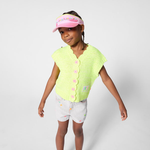 Gilet in maglia giallo fluo per neonata e bambina BILLIEBLUSH U21908 599 