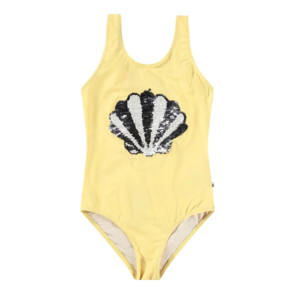 Cosrtume intero giallo con applicazione con paillettes per neonata e bambina Molo NIKA 5217 