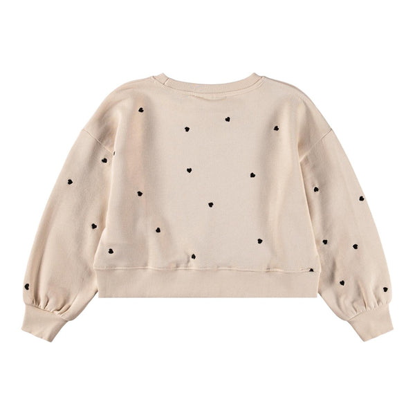 Felpa beige con cuori ricamati per neonata e bambina Molo MIKI 9536 