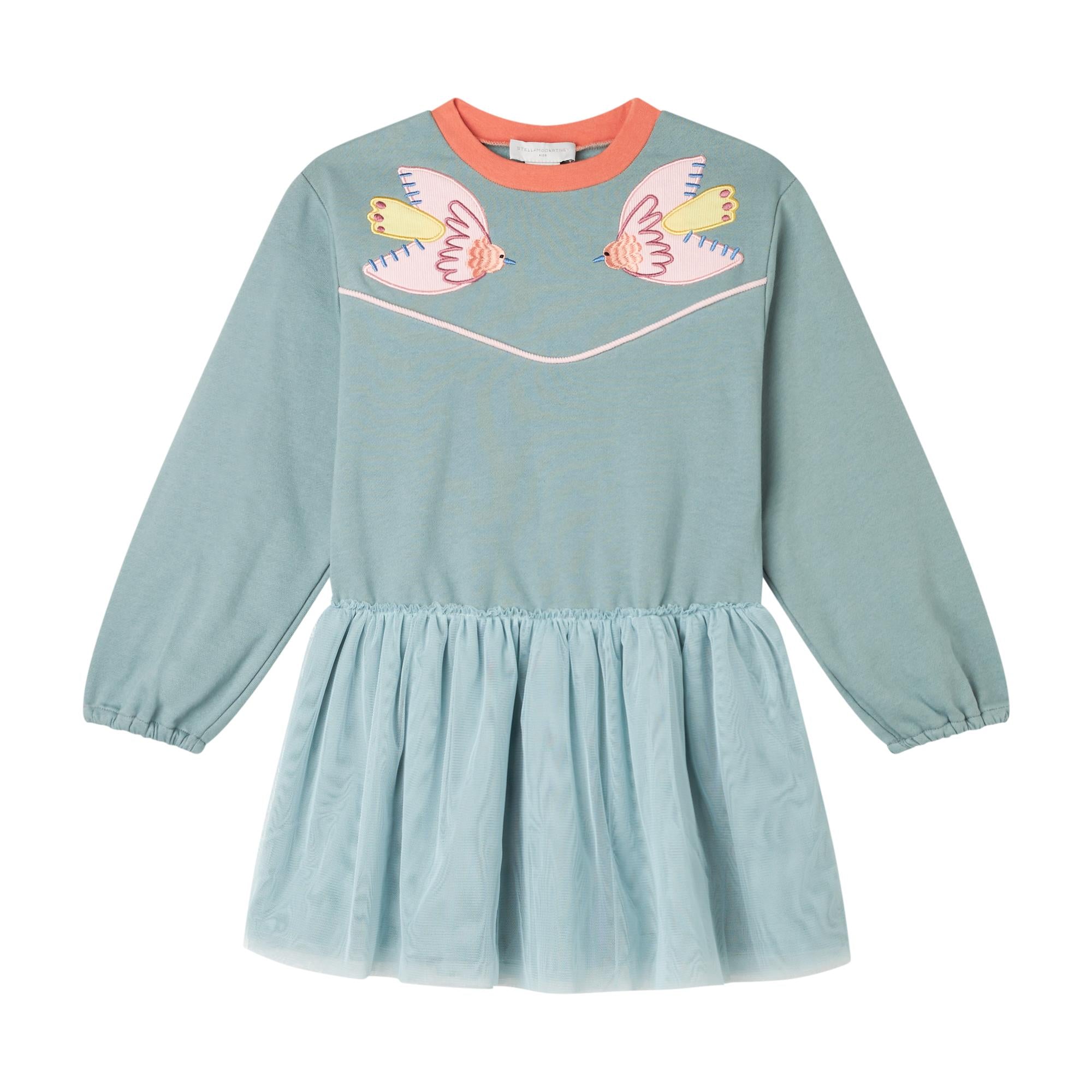 Abito in felpa avio con gonna in tulle per bambina Stella McCartney kids TX1B30-Z0453 923 